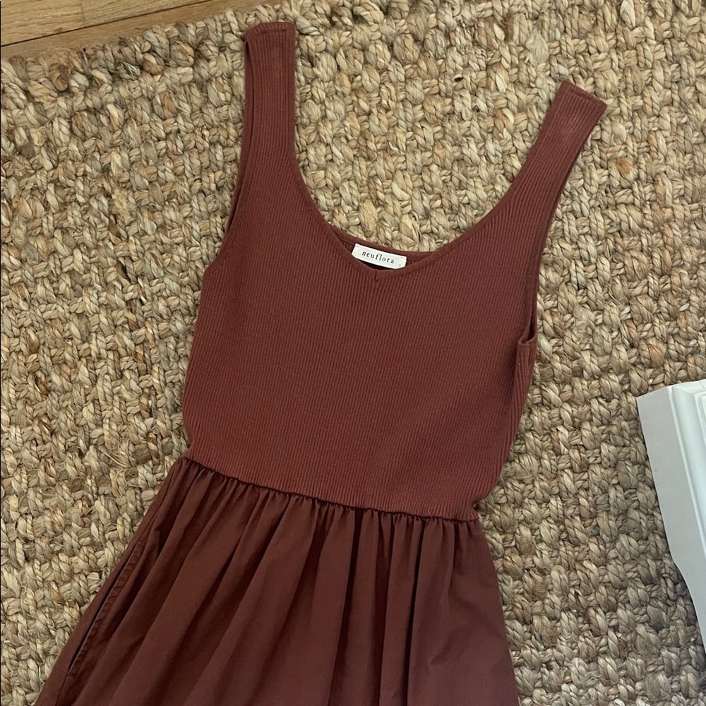 Neuflora Burgundy Ribbed Tank Top Midi Dress